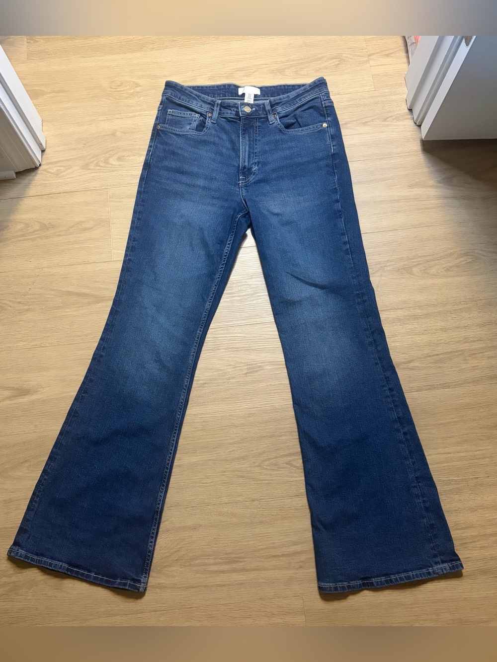 H&M Dark Blue Flared Wide-Leg Jeans US 10/ EUR 42